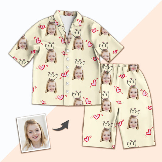 Custom Photo Short Face Pajamas, Nightwear For Girls