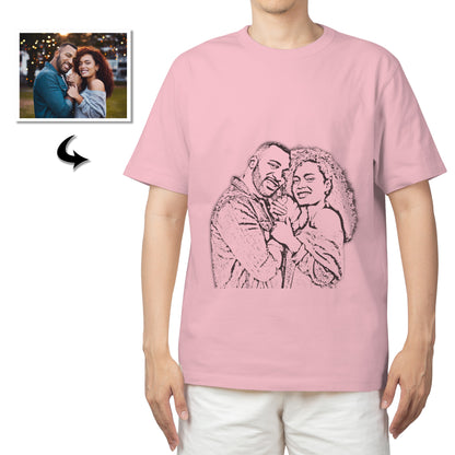 Custom Photo Cotton T-shirt Short Sleeve in Sketch Image