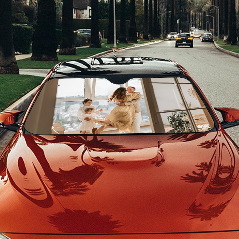 Custom Auto Sun Shade Car Sun Shade Personalized Windshield Car Accessories For Famliy - faceonboxer