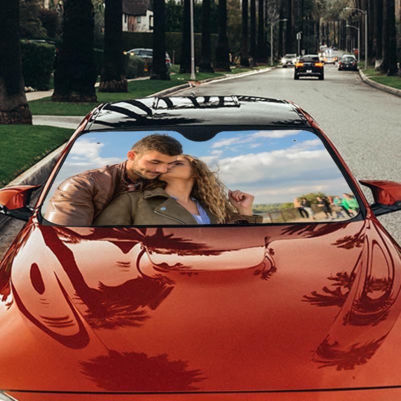 Custom Auto Sun Shade Car Sun Shade Personalized Windshield Car Accessories For Lovers - faceonboxer