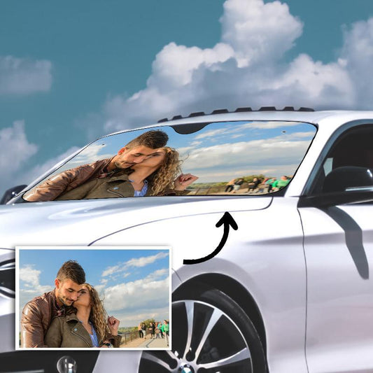Custom Auto Sun Shade Car Sun Shade Personalized Windshield Car Accessories For Lovers - faceonboxer