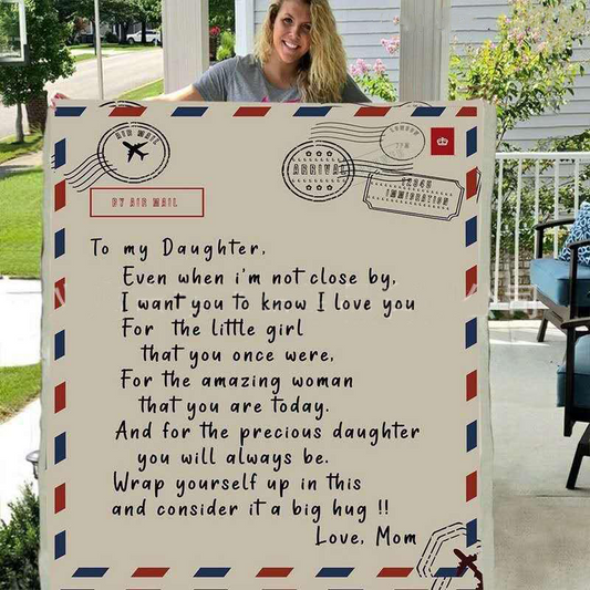 Mom to My Daughter Air Mail Message Custom Flannel Fleece Blanket