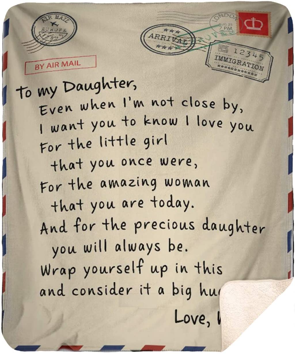 Mom to My Daughter Air Mail Message Custom Flannel Fleece Blanket