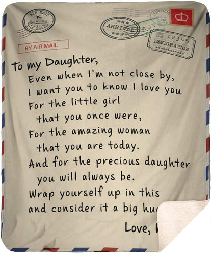 Mom to My Daughter Air Mail Message Custom Flannel Fleece Blanket