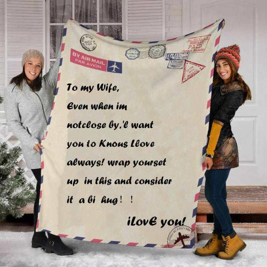 To My Wife Air Mail Message Custom Flannel Fleece Blanket